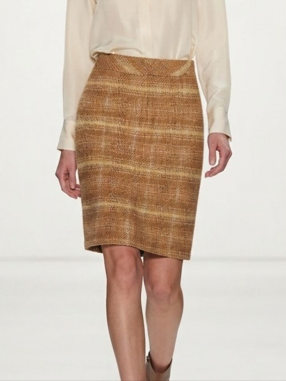 J.Crew Brown Plaid Wool Pencil Mini Skirt Size 2 Academia Classic Tailored